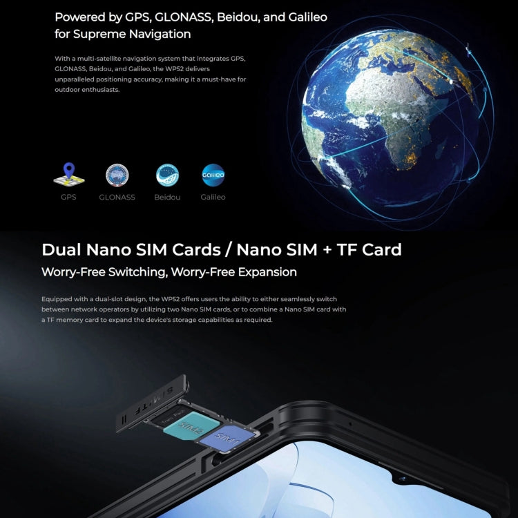 Oukitel WP52 Rugged Phone - 5G, 4GB RAM + 256GB Storage, 6.6 Inch Android 14, MediaTek Dimensity 6100+ Octa-core, NFC, OTG