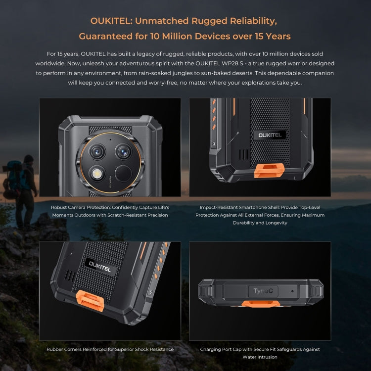 Oukitel WP28 S IP68/IP69K Rugged Phone, 4GB+128GB, Fingerprint, 6.52 inch Unisoc T606 Octa-core