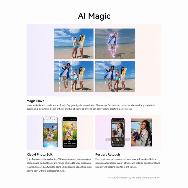 Huawei nova 16, 12GB+512GB, Side Fingerprint Identification, 6.68 inch HarmonyOS 6.1 Kirin 9010S Octa Cora, NFC, OTG, Not Support Google Play, 12GB+512GB