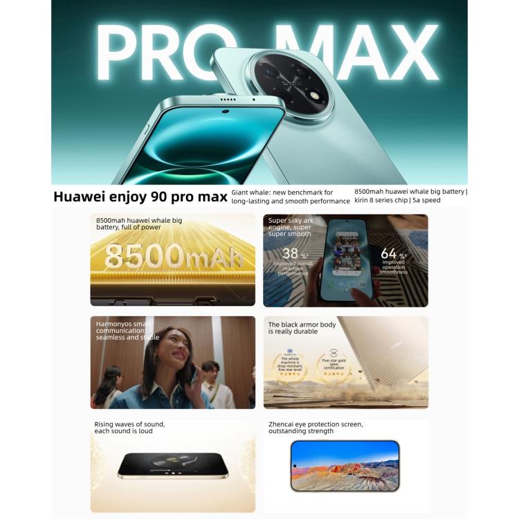 HUAWEI Enjoy 90 Pro Max, 8GB‌+256GB, Side Fingerprint, 6.84 inch HarmonyOS 6.0 Kirin 8000, OTG, Not Support Google Play, 8GB+256GB
