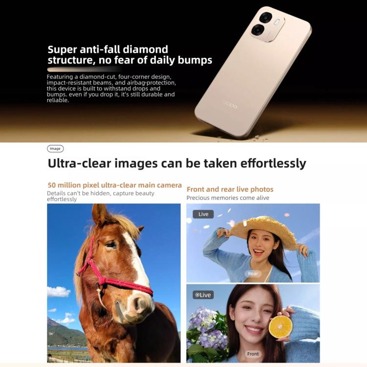 OPPO A6k 5G 8GB/256GB – Dimensity 6300, ColorOS 15, Side Fingerprint
