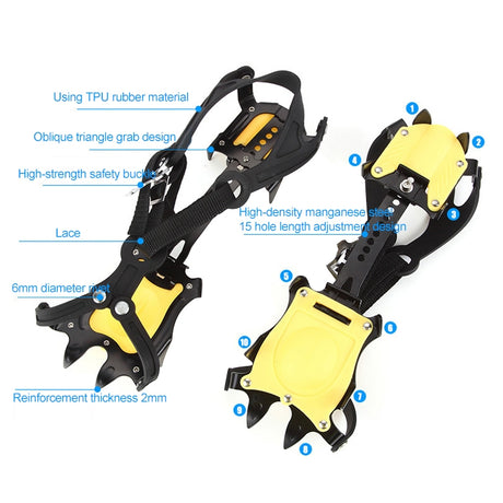 Aotu AT8701 One Pair 10 Teeth Anti-Slip Ice Gripper Snow Climbing Shoes Covers, 10 Teeth Orange, 10 Teeth Yellow - LYDARZ