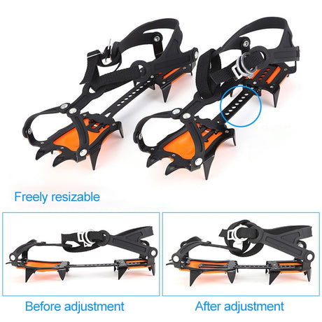 Aotu AT8701 One Pair 10 Teeth Anti-Slip Ice Gripper Snow Climbing Shoes Covers, 10 Teeth Orange, 10 Teeth Yellow - LYDARZ