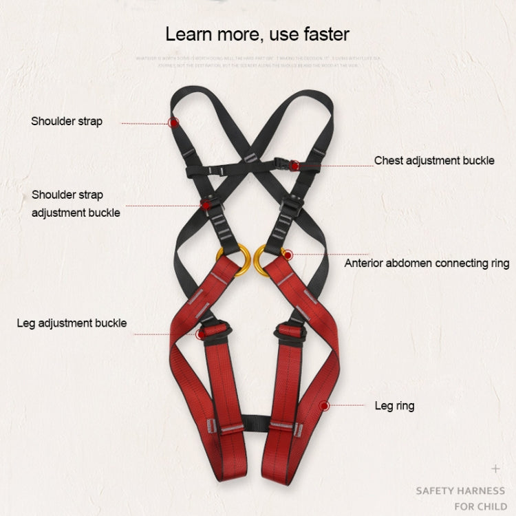 XINDA XDA9516 Outdoor Rock Climbing Polyester High-strength Wire Adjustable Downhill Whole Body Safety Belt Children