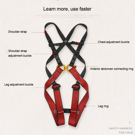 XINDA XDA9516 Outdoor Rock Climbing Polyester High-strength Wire Adjustable Downhill Whole Body Safety Belt Children - LYDARZ