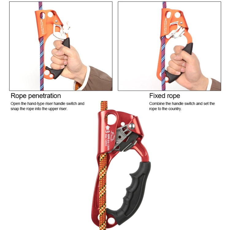 XINDA TP-8606 Outdoor Rock Climbing Aerial Work Anti-fall Handheld Rope Gripper for 8-12mm Diameter Rope left