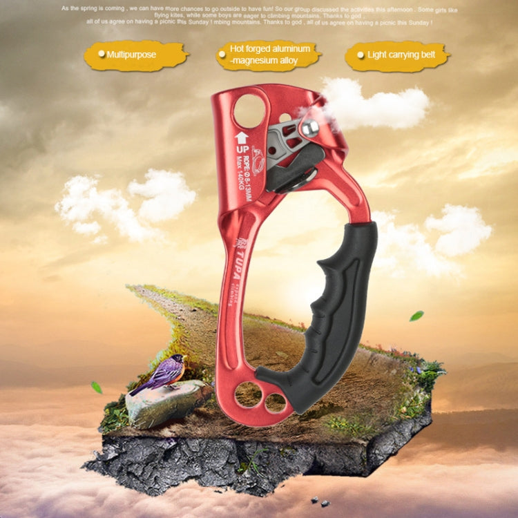 XINDA TP-8606 Outdoor-Klettern Luftarbeiten Anti-Fall-Handseilgreifer für Seile mit 8–12 mm Durchmesser rechts