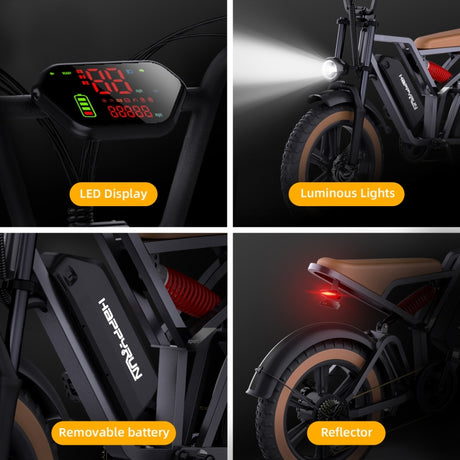 HappyRun G60 750W E-Bike: 48V, 20" Tires, LED Display, US/EU Plug - LYDARZ