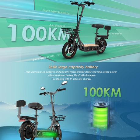 KuKirin C1 Pro 500W Electric Scooter | 48V 26Ah, 14" Tires, EU Plug - LYDARZ