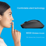 Logitech M330 Wireless Mouse with Micro USB Receiver and Silent Click Technology
