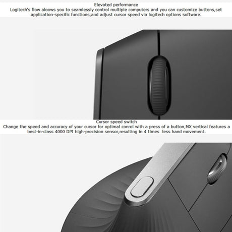 Logitech MX Vertical 4000DPI Wireless Ergonomic Vertical Optical Mouse with USB-C - LYDARZ