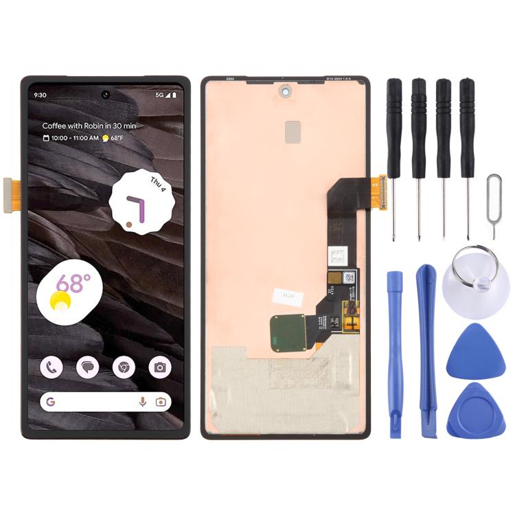Pantalla LCD original para Google Pixel 7a GWKK3 GHL1X G0DZQ G82U8, ensamblaje completo con marco y cable flexible para lector de huellas dactilares.