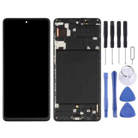 Original Super AMOLED Material LCD Screen and Digitizer Full Assembly with Frame for Galaxy A71, For Samsung Galaxy A71(Original with Frame)