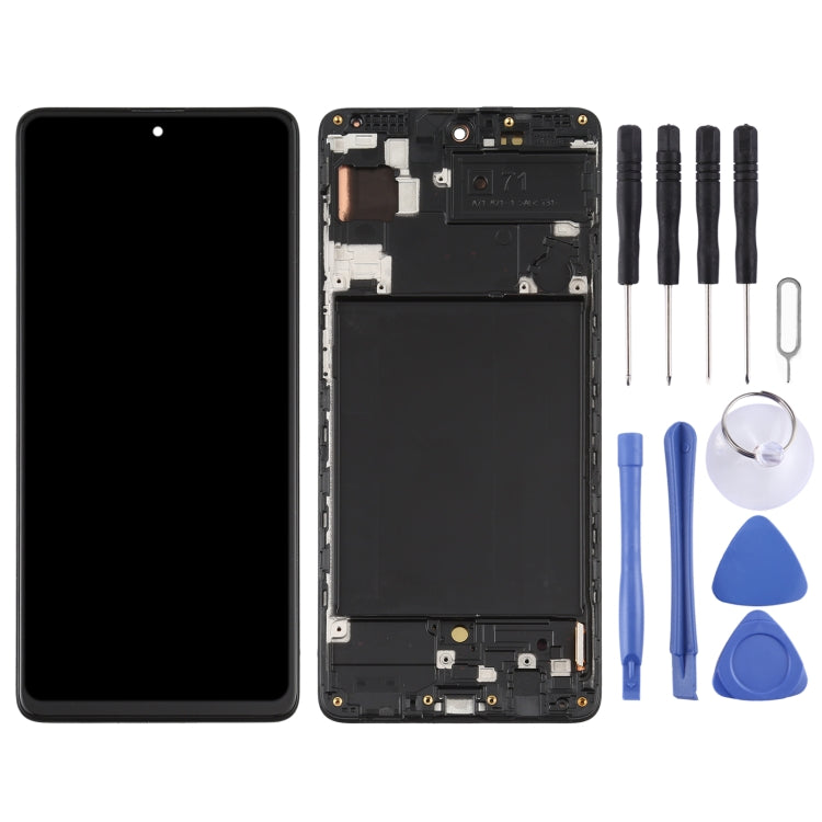 Original Super AMOLED Material LCD Screen and Digitizer Full Assembly with Frame for Samsung Galaxy A71(Original with Frame)