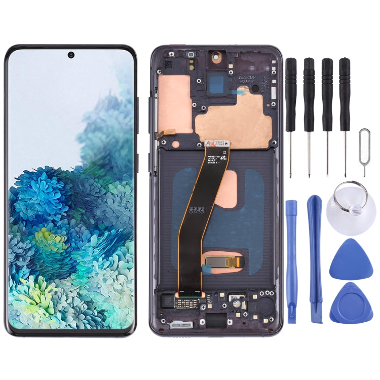 Original Dynamic AMOLED Material LCD Screen and Digitizer Full Assembly with Frame for Samsung Galaxy S20