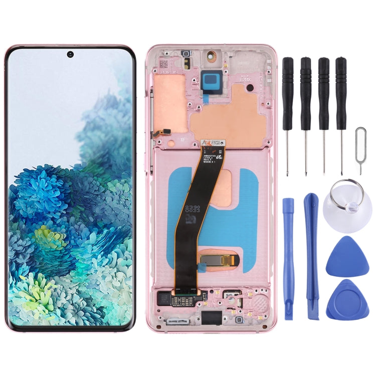 Original Dynamic AMOLED Material LCD Screen and Digitizer Full Assembly with Frame for Samsung Galaxy S20
