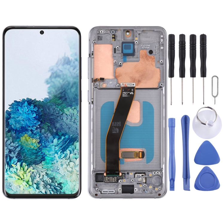 Original Dynamic AMOLED Material LCD Screen and Digitizer Full Assembly with Frame for Samsung Galaxy S20