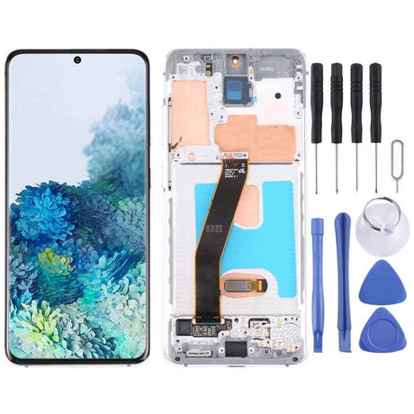 Original Dynamic AMOLED Material LCD Screen and Digitizer Full Assembly with Frame for Samsung Galaxy S20 4G SM-G980, For Samsung Galaxy S20 4G(Frame), For Samsung Galaxy S20 4G, For Samsung Galaxy S20 4G (Original)(Blue)