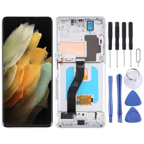 Original LCD Screen and Digitizer Full Assembly with Frame For Samsung Galaxy S21 Ultra 5G SM-G998B, For Samsung Galaxy S21 Ultra 5G