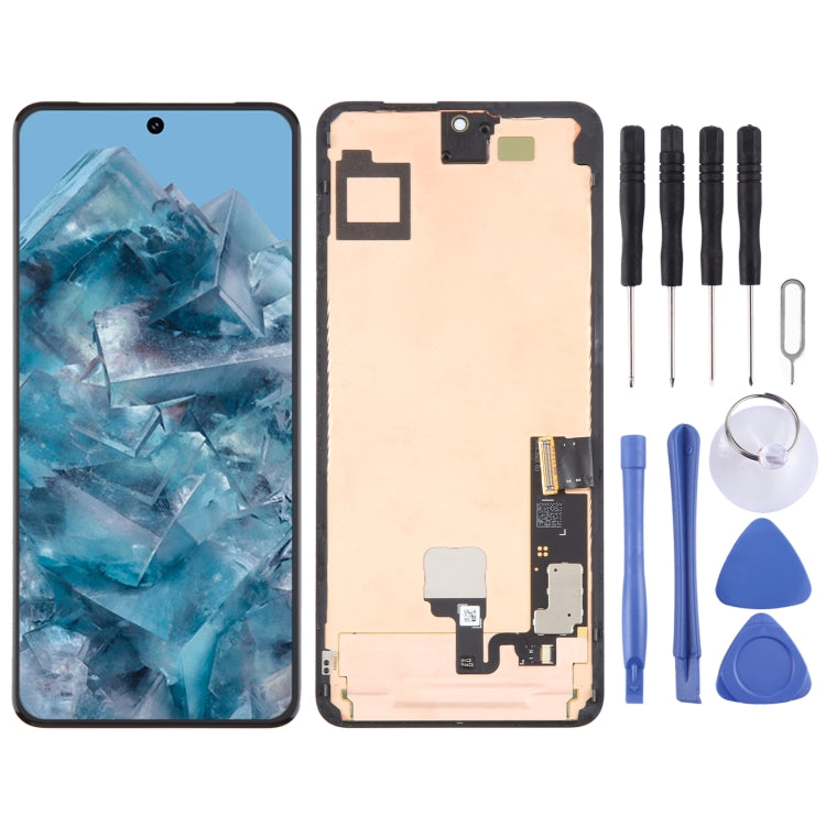 Pantalla LCD AMOLED original para Google Pixel 8 Pro GC3VE G1MNW, digitalizador, ensamblaje completo con marco y sensor de huellas dactilares, cable flexible. Para Google Pixel 8 Pro (original con cable de huellas dactilares).