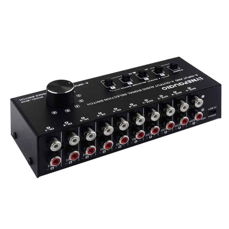 6-In 4-Out RCA Audio Switcher – Signal Selector & Distributor