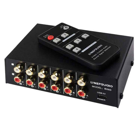 4-In 2-Out / 2-In 4-Out RCA Audio Selector Switch with Remote Control