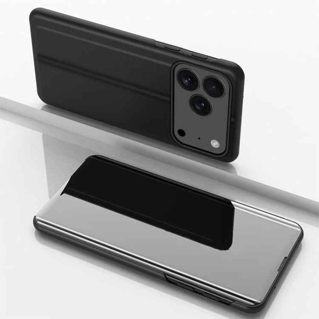 Plated Mirror Horizontal Flip Leather Phone Case with Holder