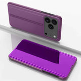 Plated Mirror Horizontal Flip Leather Phone Case with Holder