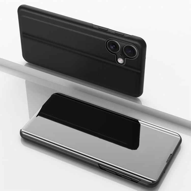 Plated Mirror Horizontal Flip Leather Phone Case with Holder