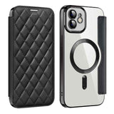 Shield Magsafe RFID Anti-theft Rhombus Leather Phone Case