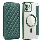 Shield Magsafe RFID Anti-theft Rhombus Leather Phone Case