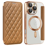 Shield Magsafe RFID Anti-theft Rhombus Leather Phone Case
