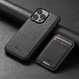Suteni H15 MagSafe Oil Eax Leather Detachable Wallet Back Phone Case