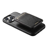 Suteni H15 MagSafe Oil Eax Leather Detachable Wallet Back Phone Case
