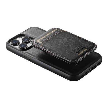 Suteni H15 MagSafe Oil Eax Leather Detachable Wallet Back Phone Case