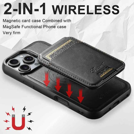 Suteni H15 MagSafe Oil Eax Leather Detachable Wallet Back Phone Case