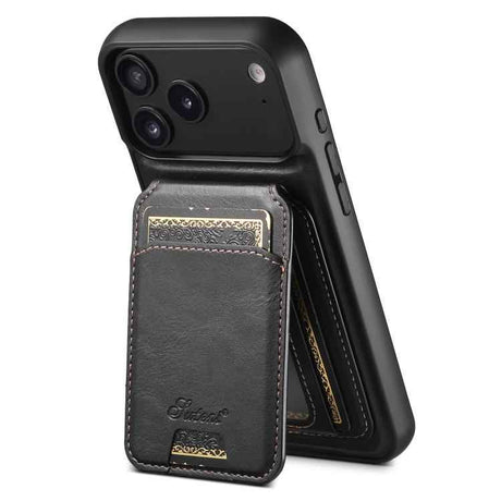 Suteni H15 MagSafe Oil Eax Leather Detachable Wallet Back Phone Case