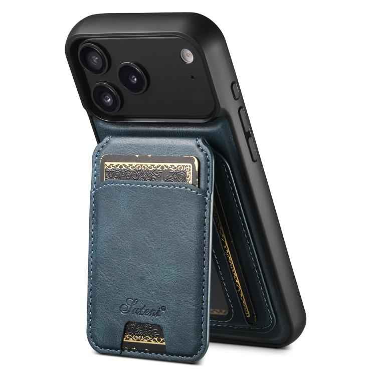 Suteni H15 MagSafe Oil Eax Leather Detachable Wallet Back Phone Case