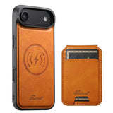 Suteni H15 MagSafe Oil Eax Leather Detachable Wallet Back Phone Case