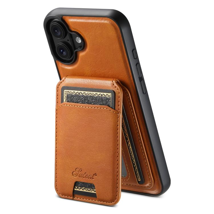 Suteni H15 MagSafe Oil Eax Leather Detachable Wallet Back Phone Case