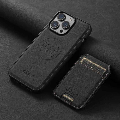 Suteni H16 Litchi Texture Leather Detachable Wallet Back Phone Case