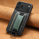 Suteni H13 Card Wallet Wrist Strap Holder PU Phone Case