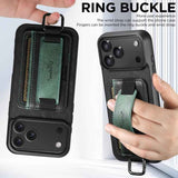 Suteni H13 Card Wallet Wrist Strap Holder PU Phone Case