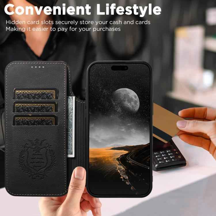 Suteni J06 Retro Matte Litchi Texture Leather MagSafe Phone Case