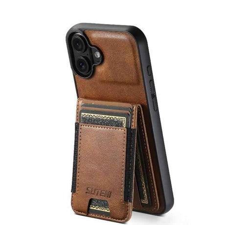 Suteni H03 Oil Wax Leather Wallet Stand Back Phone Case