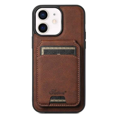 Suteni H17 Litchi Texture Leather MagSafe Detachable Wallet Phone Case