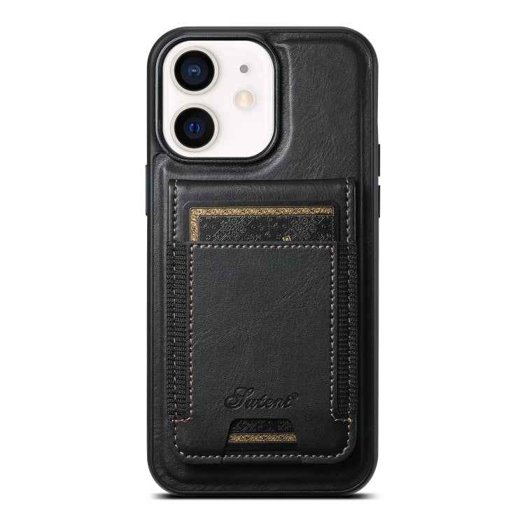 Suteni H17 Oil Eax Leather MagSafe Detachable Wallet Phone Case