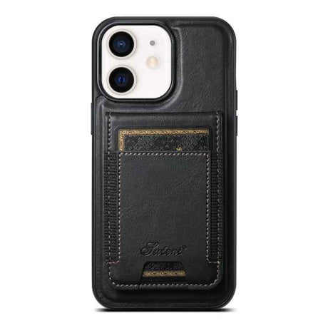 Suteni H17 Oil Eax Leather MagSafe Detachable Wallet Phone Case