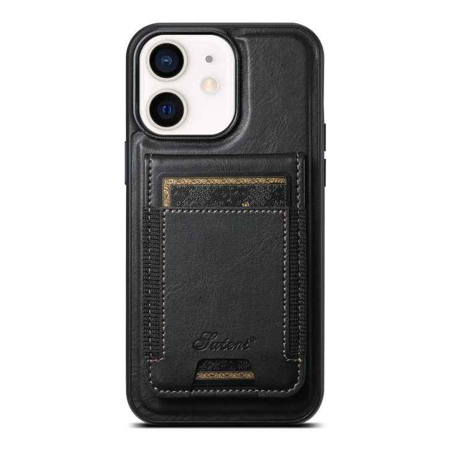 Suteni H17 Oil Eax Leather MagSafe Detachable Wallet Phone Case