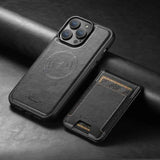 Suteni H17 Oil Eax Leather MagSafe Detachable Wallet Phone Case